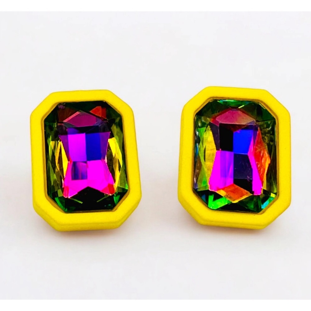 Yellow Rhinestone Stud Earrings New, never worn